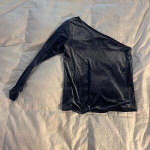 Old Navy Deep Blue One Sleeve Velvet Top